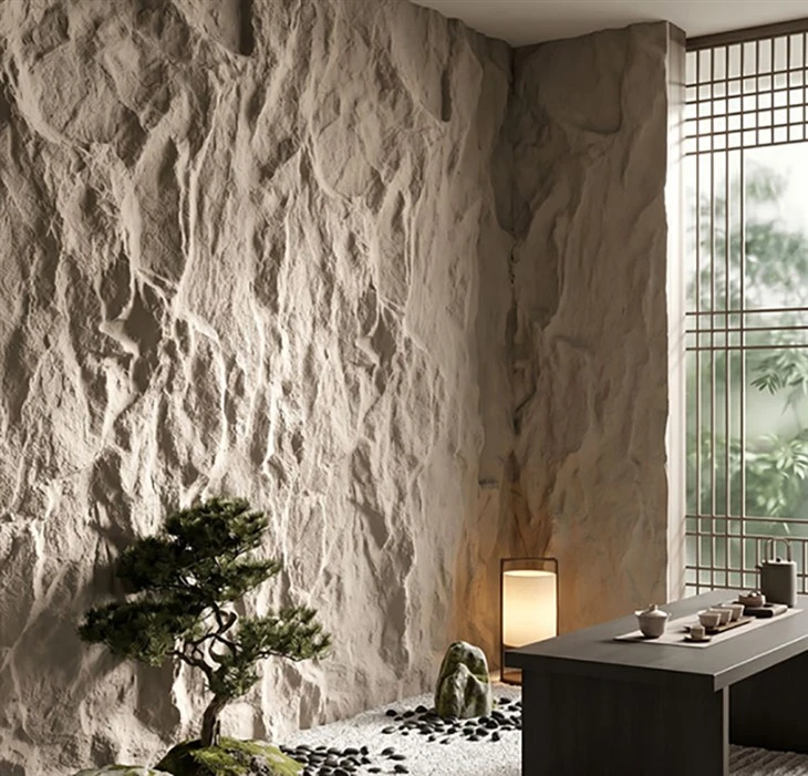 Faux stone panels interior